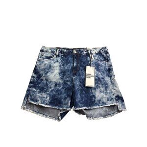 Almost Famous Womens Super High Rise Acid Wash Denim Shorts Size 20 New